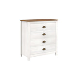 Commode rustique en bois avec finition blanc et poignées en laiton
