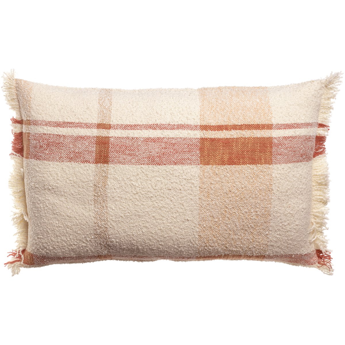 Coussin jacquard Jane Multico sienne, tissu bouclette doux et élégant