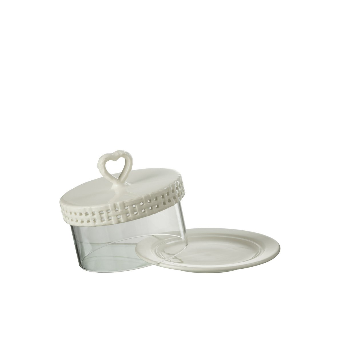 Plateau de gâteau J-Line en céramique blanche, vue de face