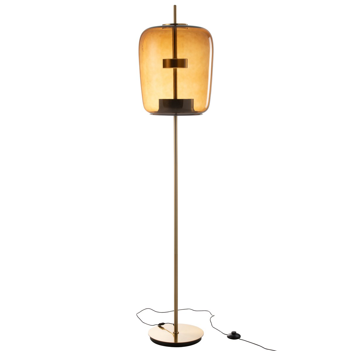 Lampadaire J-Line marron, détail du verre