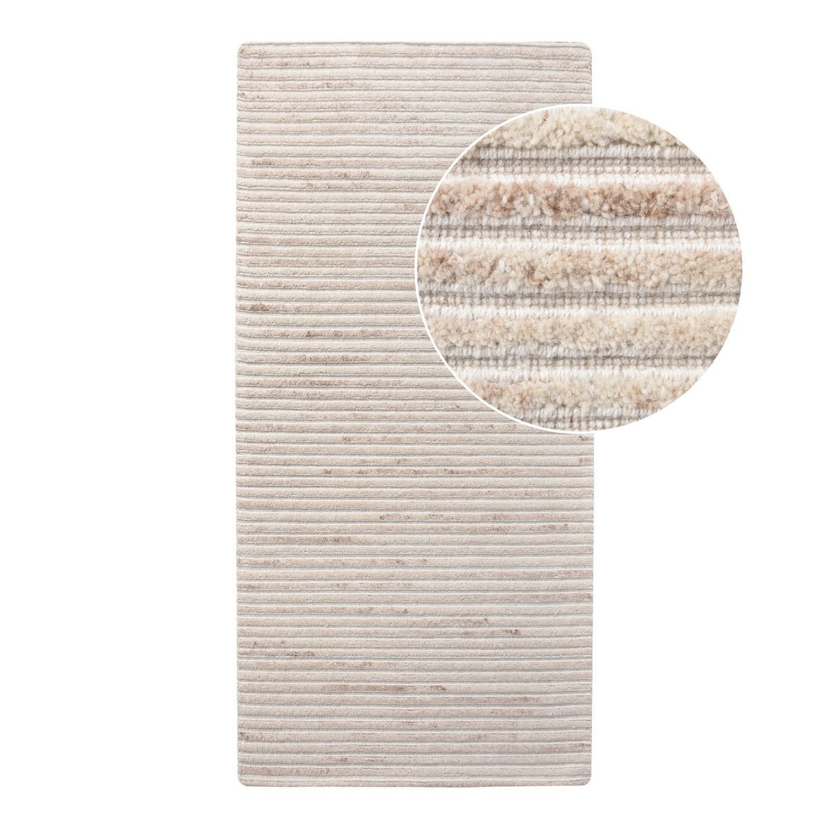 Tapis de couloir ivoire en laine et coton, design scandinave, 80x180 cm