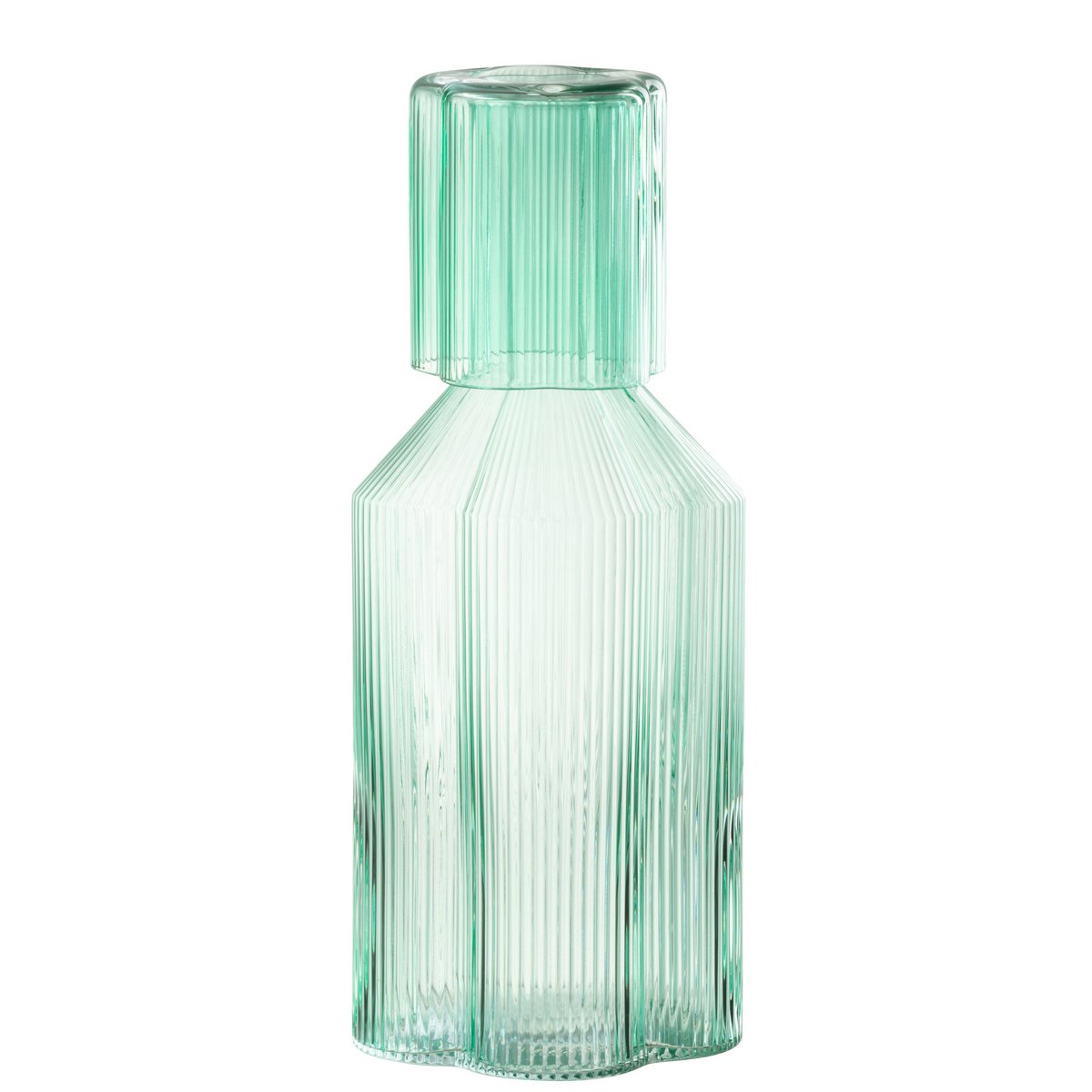 Carafe Fiore J-Line en verre aqua, vue de face