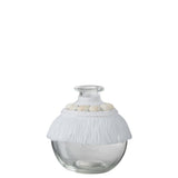 Vase J-Line Coquillages en verre blanc avec détails élégants, diamètre 9 cm