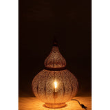 Détail de la finition en métal doré de la lampe Aladin