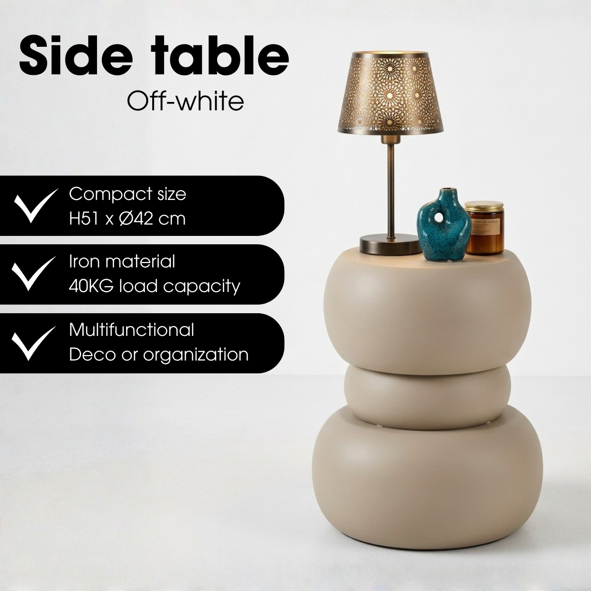 Table d'appoint Zea Blanc cassé