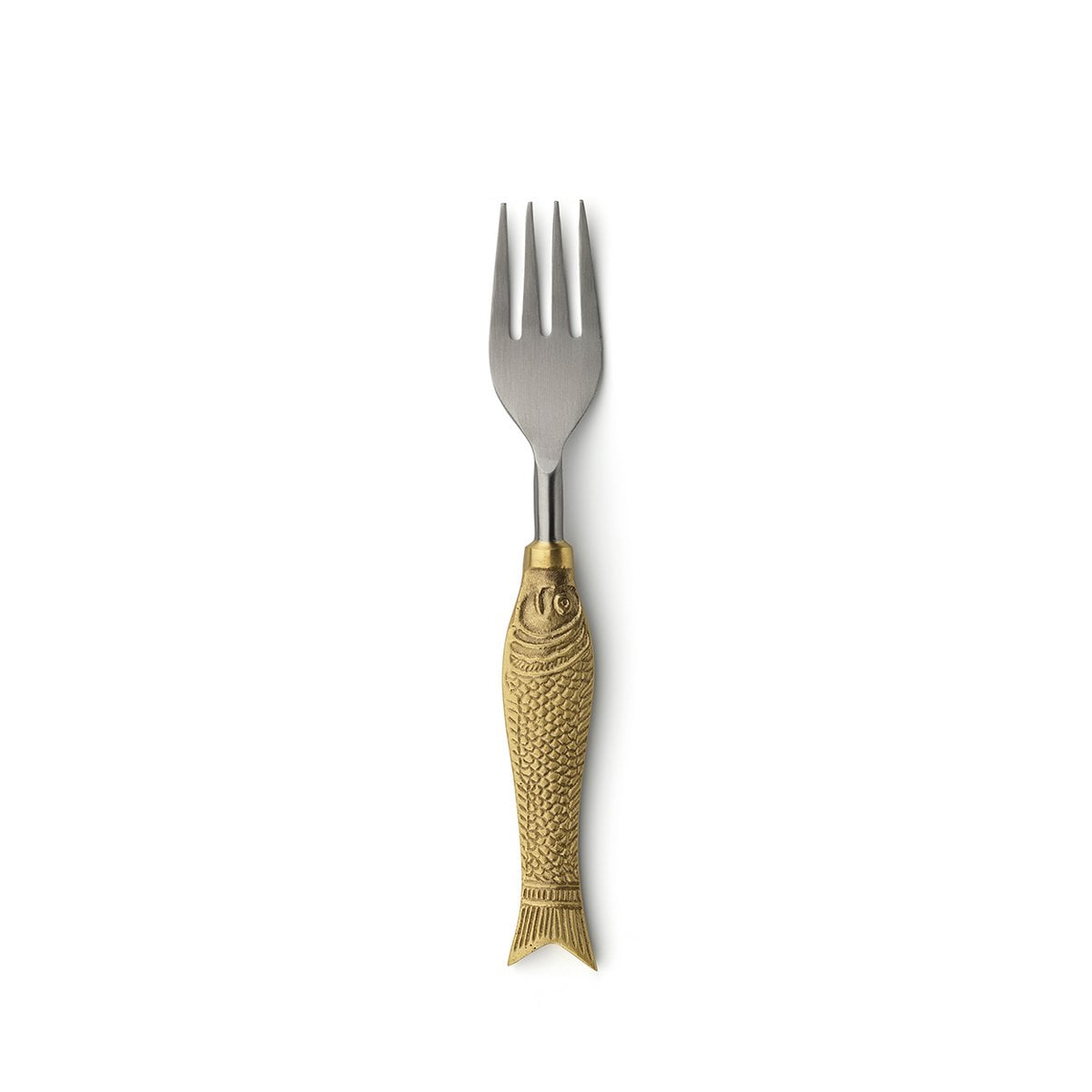 Fourche en forme de poisson dorée, design élégant et ludique