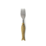 Fourche en forme de poisson dorée, design élégant et ludique