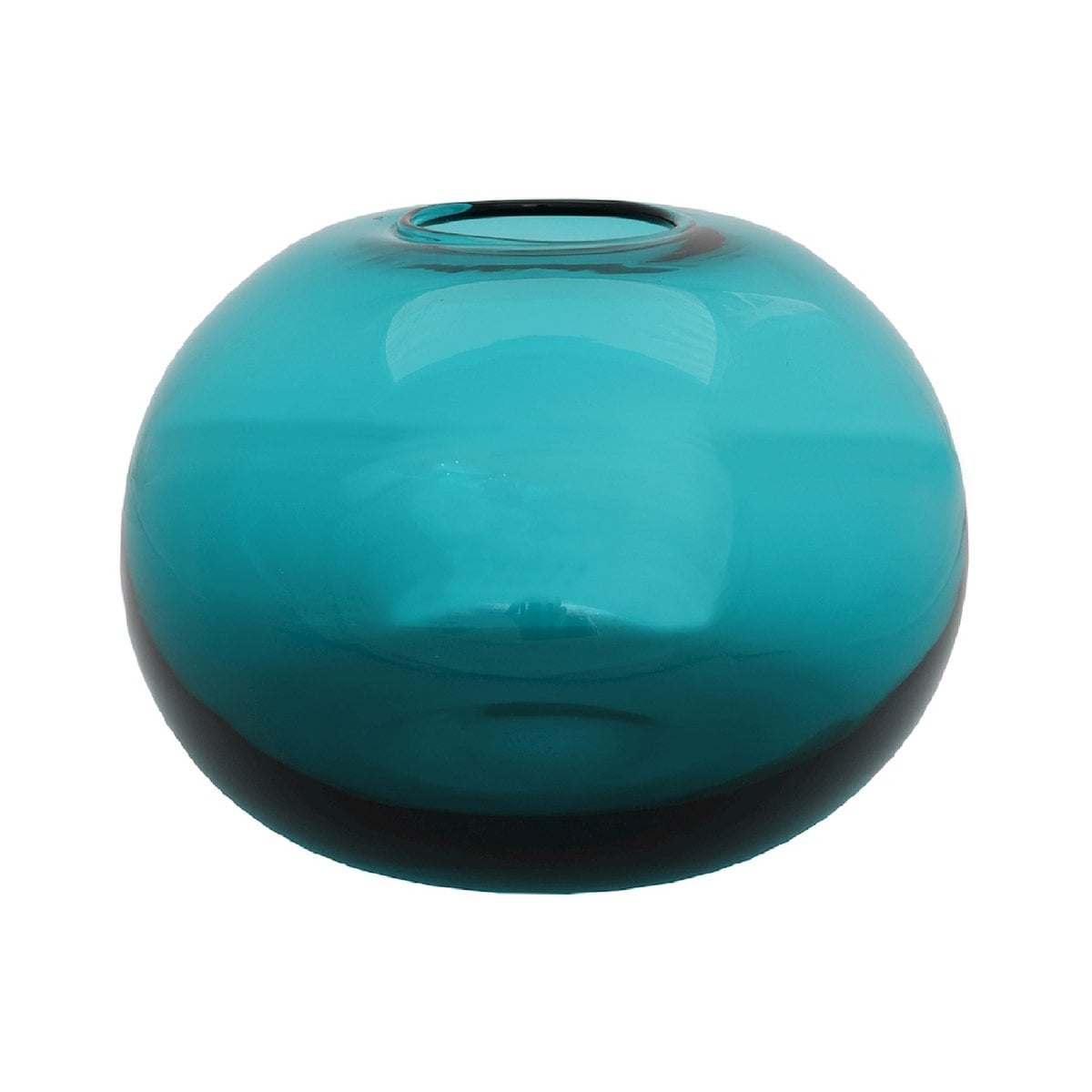 Vase Brenno S Ø23 cm en verre vert, soufflé à la bouche, unique et élégant.