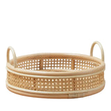 Plateau en rotin | Plateau de service rond NEIRA Plateau décoratif beige fait main Ø40 cm