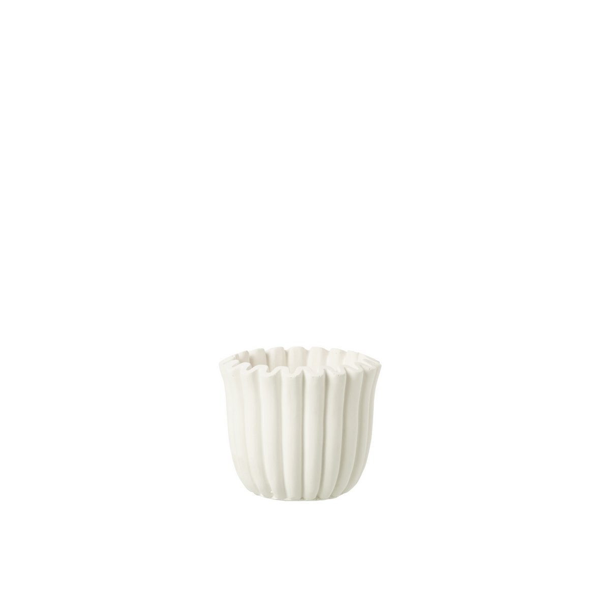 Pot de fleur J-Line Ribbed en céramique blanche, design moderne et élégant