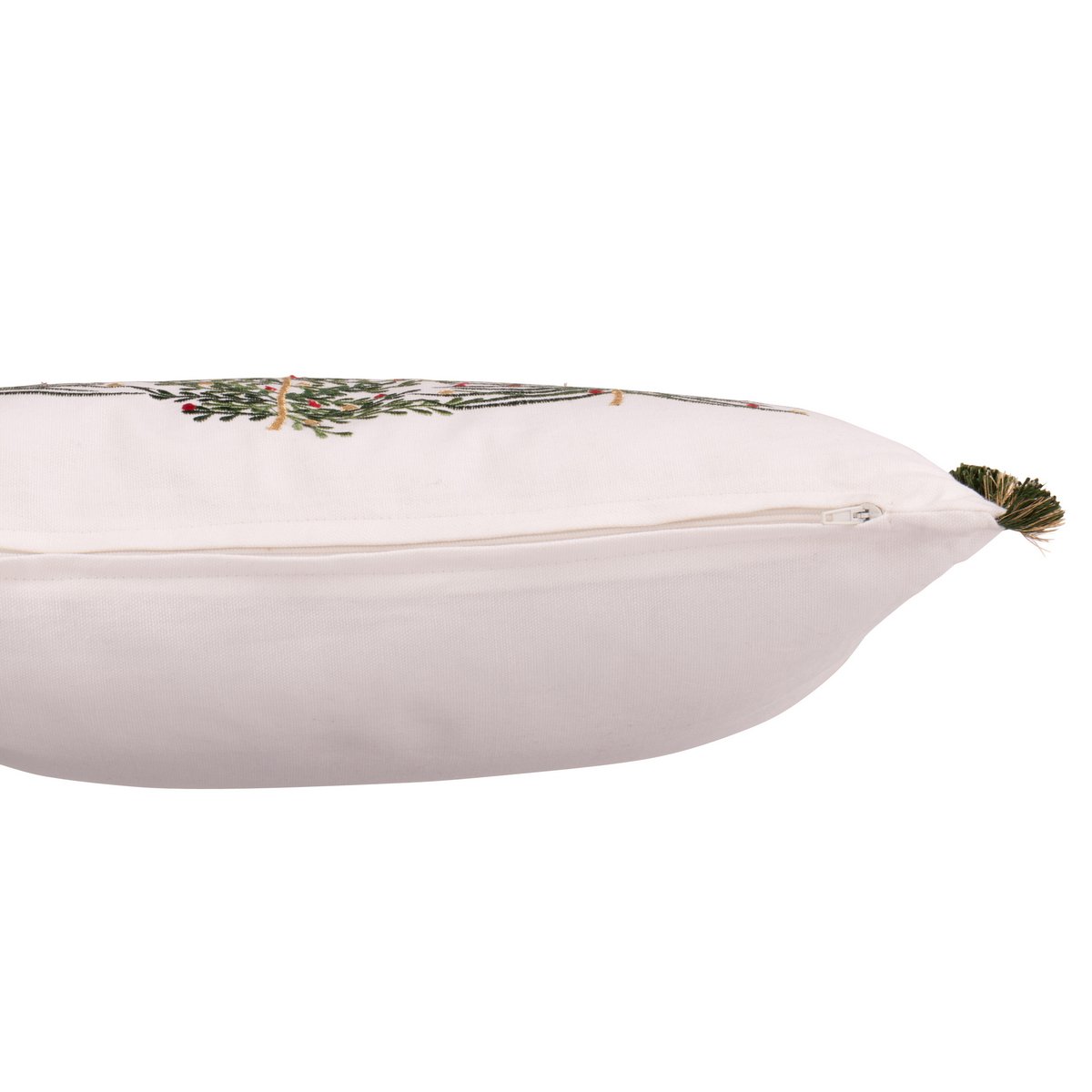 Détail du coussin J-Line avec motif sapins de Noël