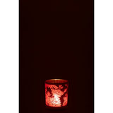 Détail de la lanterne J-Line en verre rouge, ambiance chaleureuse