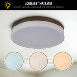 LED PLADIER LED "LOLA" Ø de 50 cm, 9 cm de haut, métal et plastique en brun et blanc, LED intégré, 1900 lm, dimmable, fonction CCT 3000-6500 K, fonction de lumière nocturne