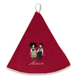 Essuie-mains rond Brode Couple Enfants Rouge Diamètre 60 cm