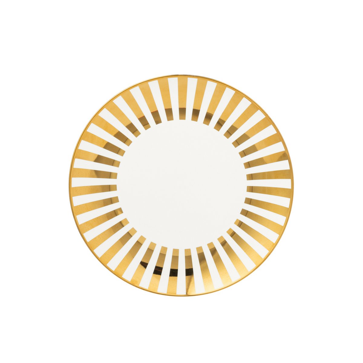 Assiette J-Line Stripe en porcelaine dorée avec motif élégant