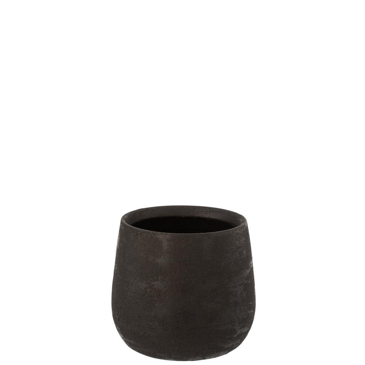 Pot de fleurs J-Line noir avec des fleurs colorées