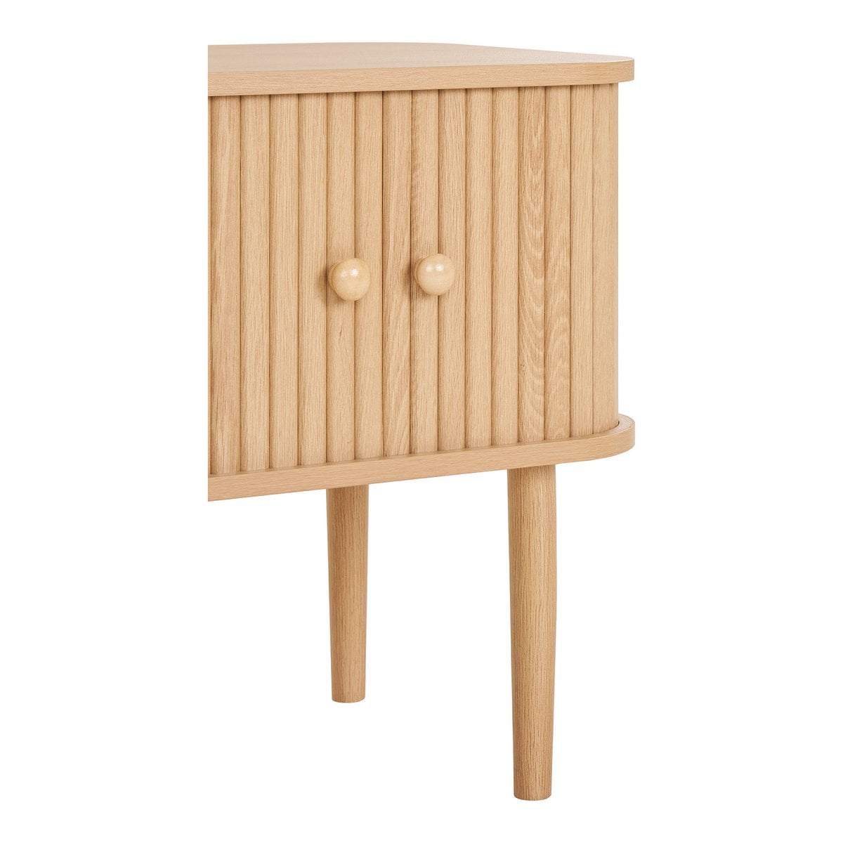 Gros plan sur les matériaux MDF et pin de la table Nikko