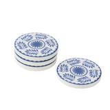 Dessous de verre J-Line fleurs - bois - bleu/blanc - lot de 4
