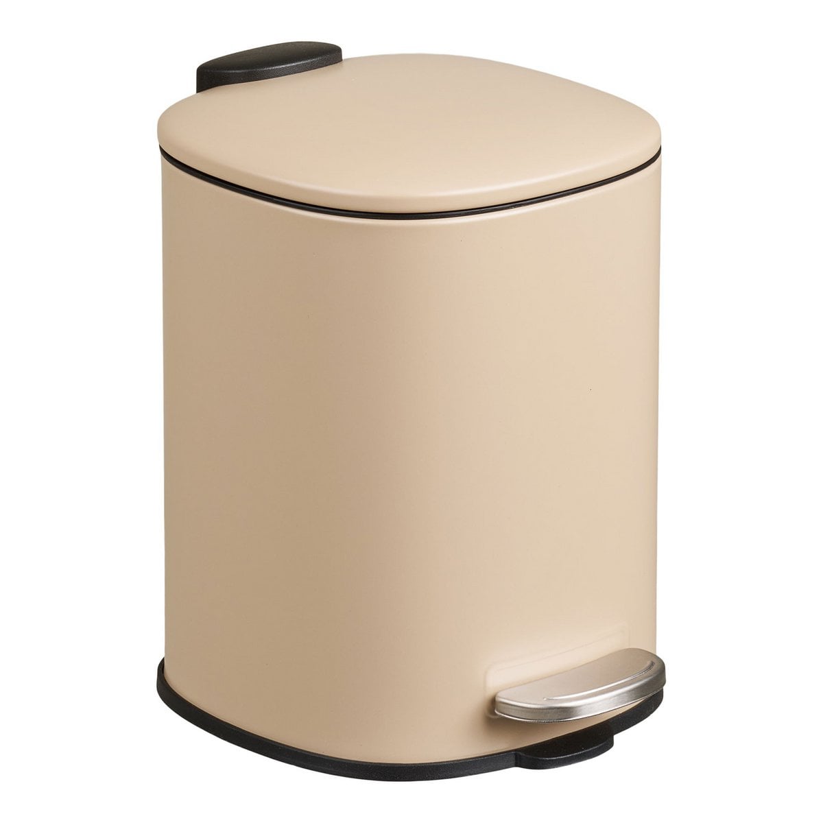 Poubelle à pédale Lodi en métal beige, vue de face