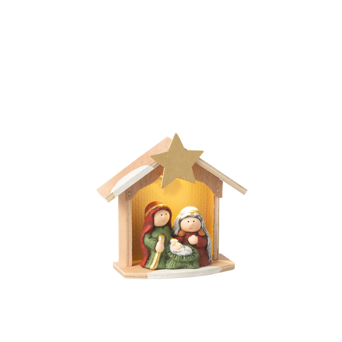 Kerststal LED J-Line sur une table décorée pour Noël