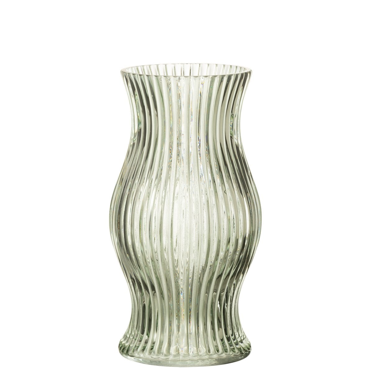 Lanterne/vase Sev en verre vert clair de J-Line, vue de face
