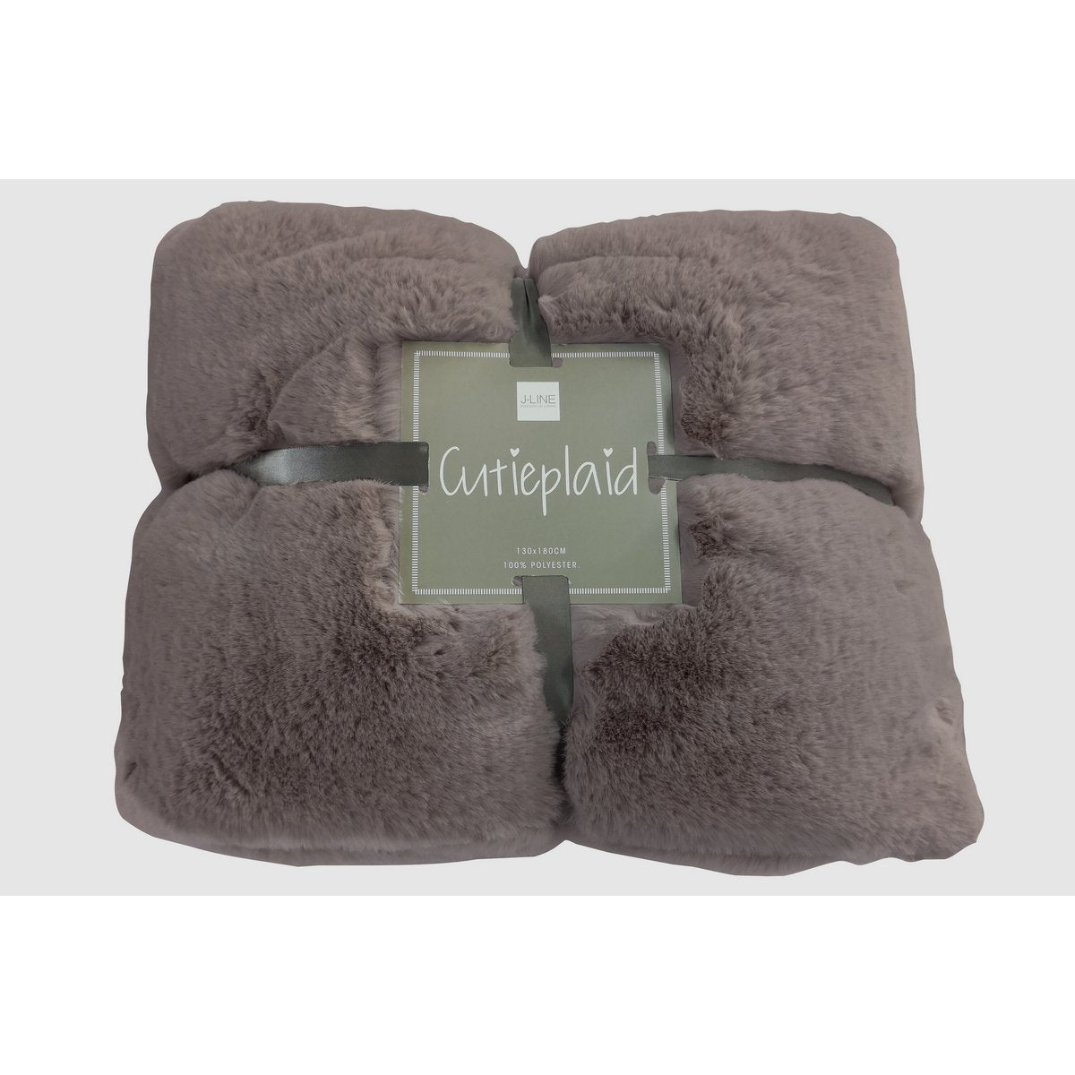 Plaid Cutie taupe en polyester, parfait pour toutes saisons