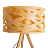 Lampe de table "Finja" en plastique / holzimitation de couleur naturelle, avec un éclairage de version E27 pour le salon, la salle à manger ou le bureau, 55 cm de haut