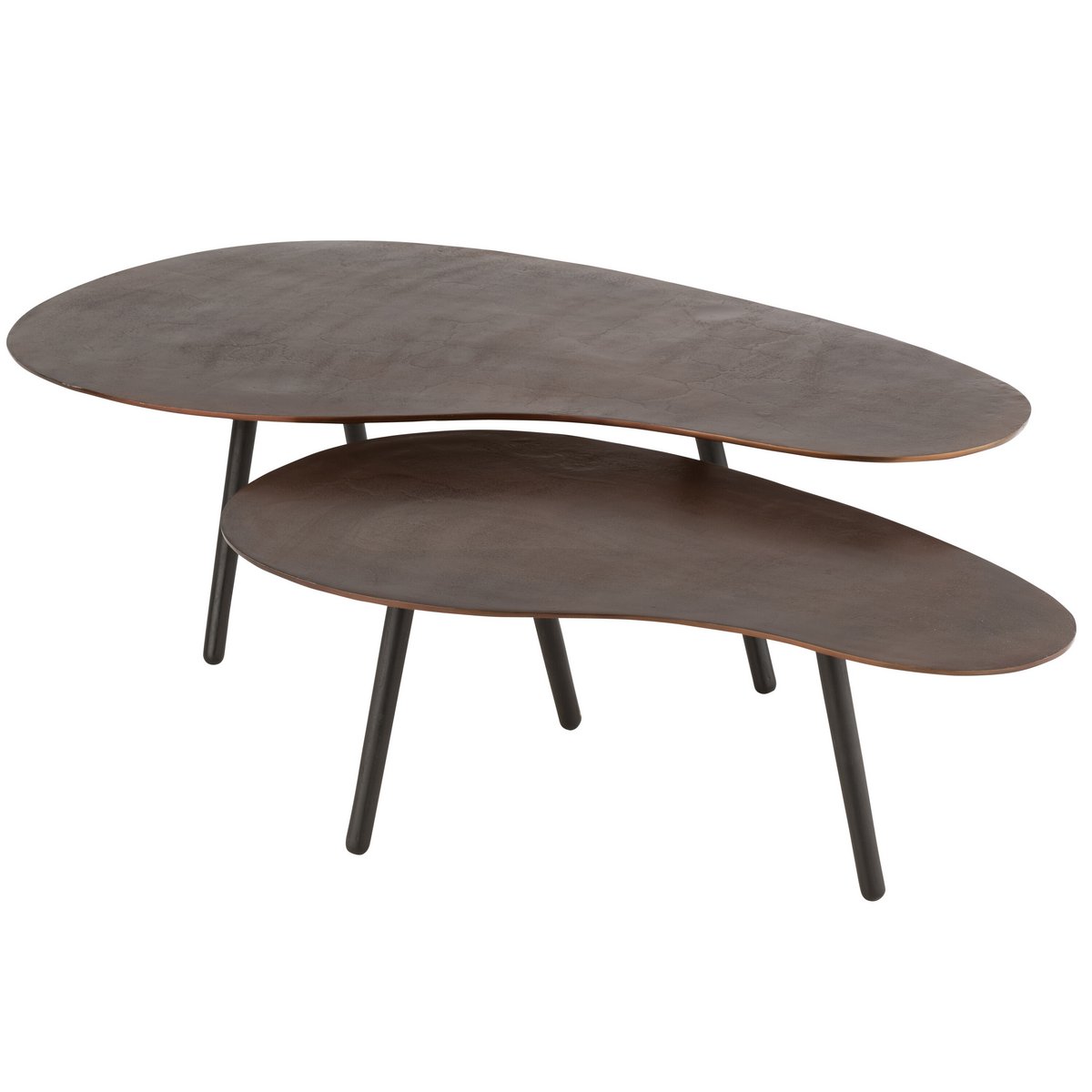 Vue latérale de la table basse J-Line Drop en aluminium