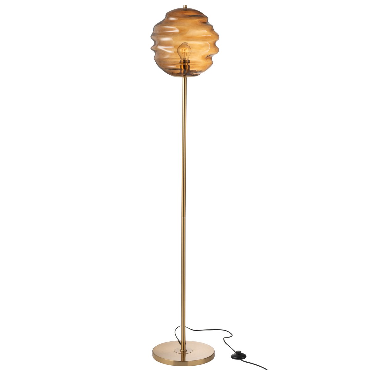 Détail du pied du lampadaire J-Line Bijenkorf en verre marron