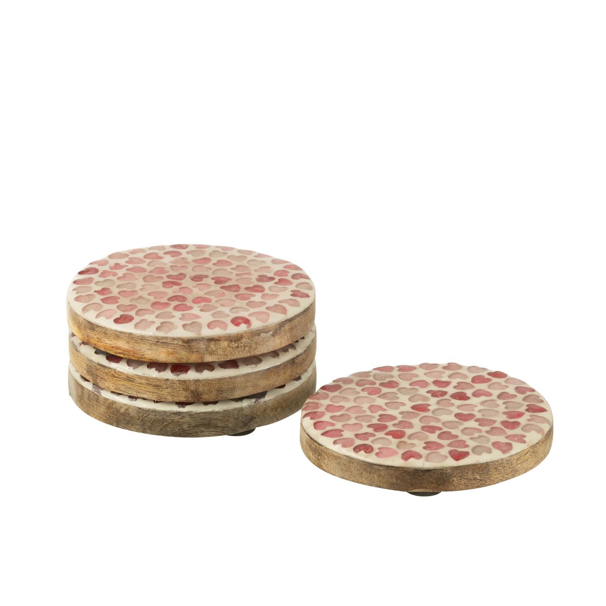 Lot de 4 sous-verres J-Line Heart Mosaic, présentation chic