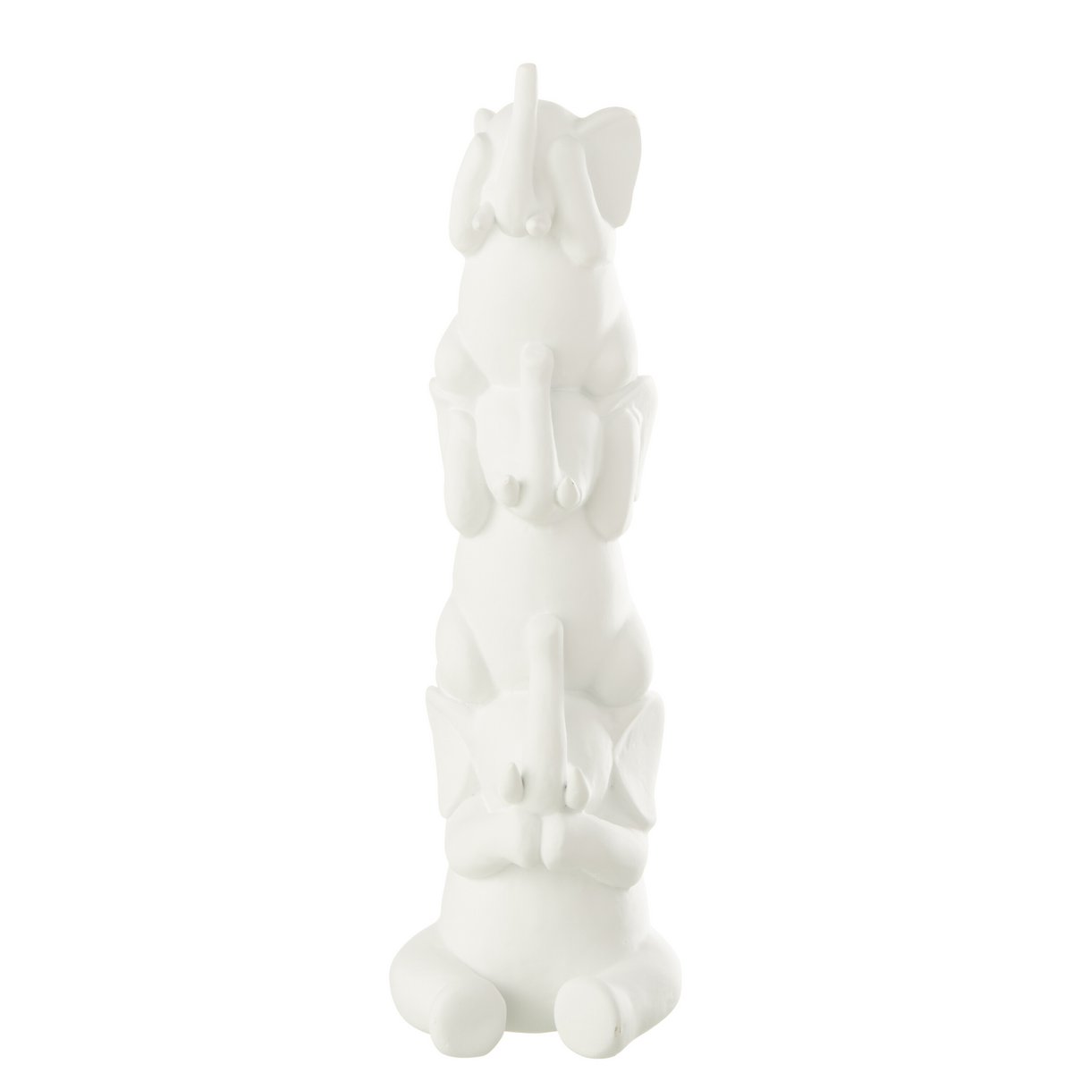 Éléphant Pyramide en polyresin blanc - vue de face