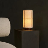 Lampe à poser Sakura marron foncé en lin et bois