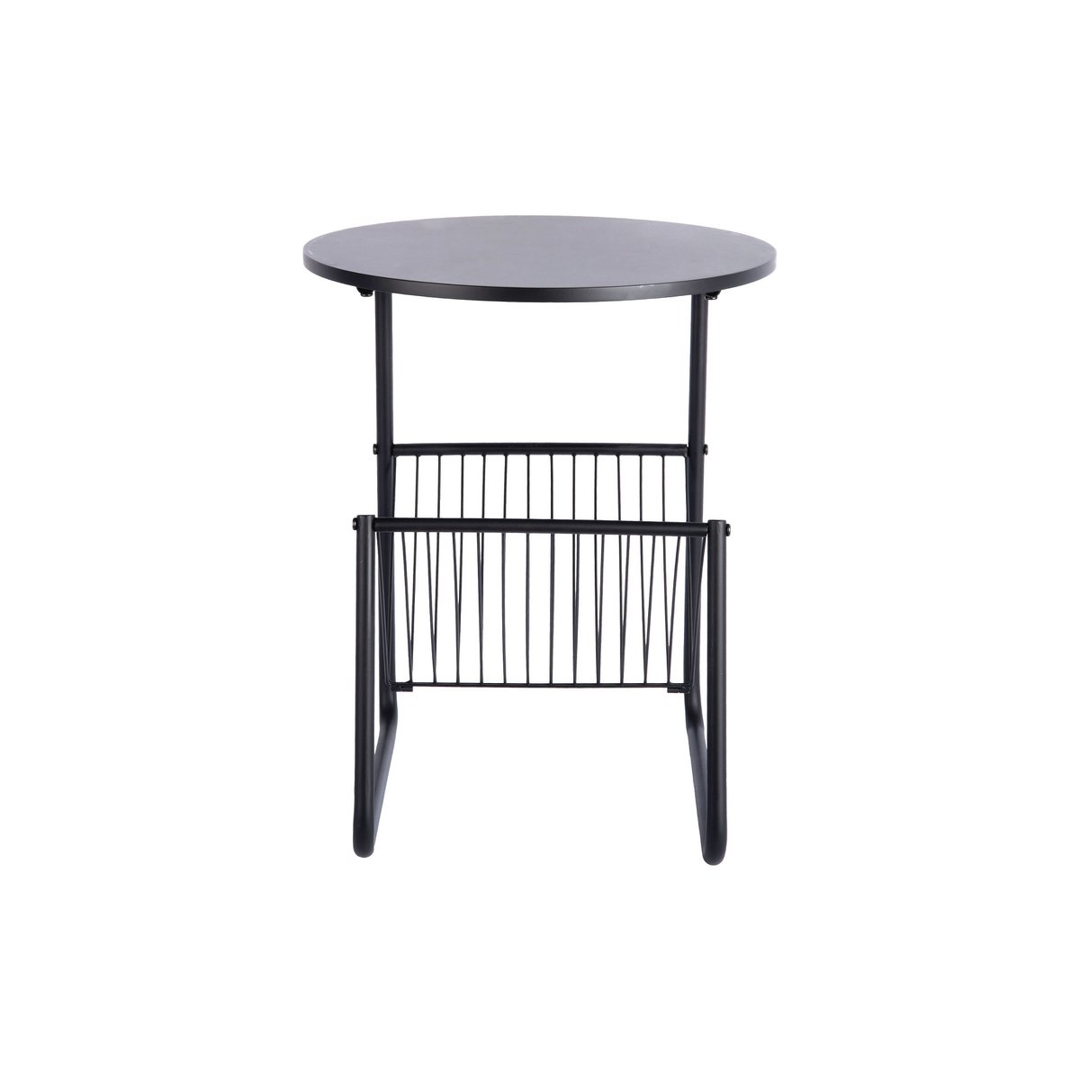 Table d'appoint Riqueza Revista de Leitmotiv en fer noir avec porte-revues intégré