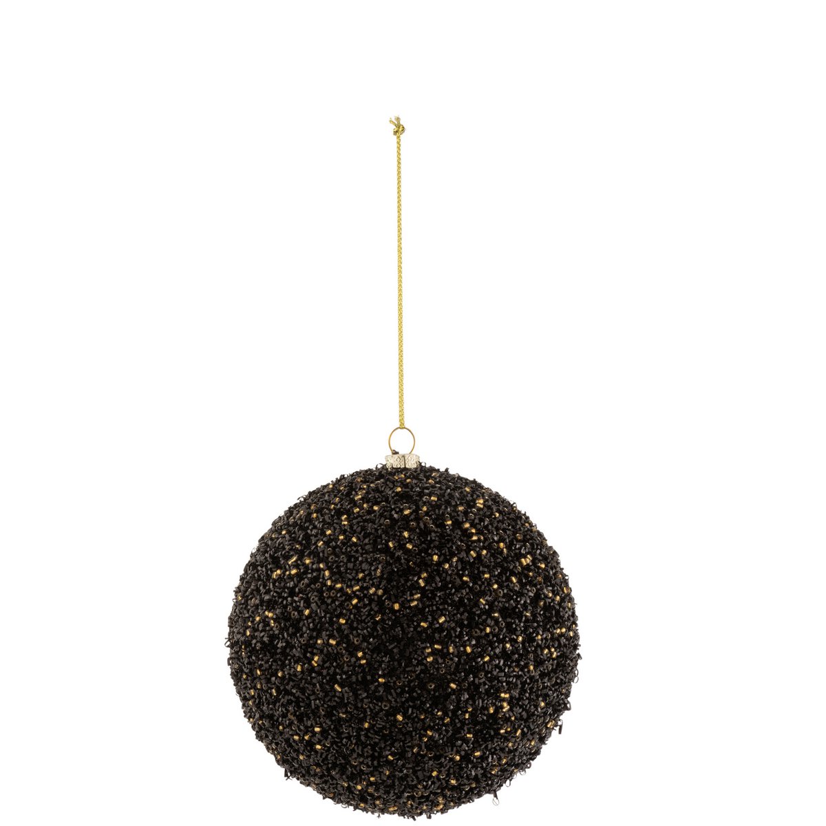 Boule de Noël Glitter J-Line en noir et or avec paillettes, vue de face