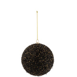 Boule de Noël Glitter J-Line en noir et or avec paillettes, vue de face