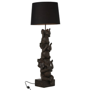 Lampe J-Line 3 Éléphants en polyrésine marron, vue de face