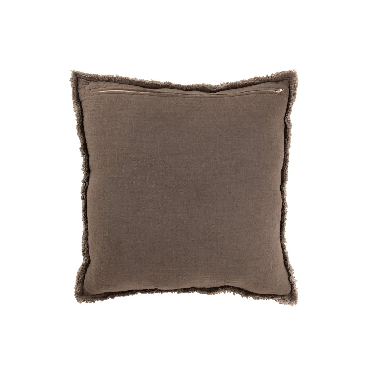 Détail du coussin J-Line en coton/polyester, couleur taupe
