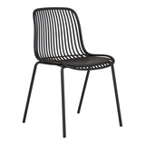 Chaise de jardin Branson noire, vue de face avec détails du cadre en acier.