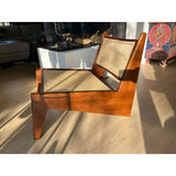 Chaise kangourou - Style Jeanneret - bois massif et rotin