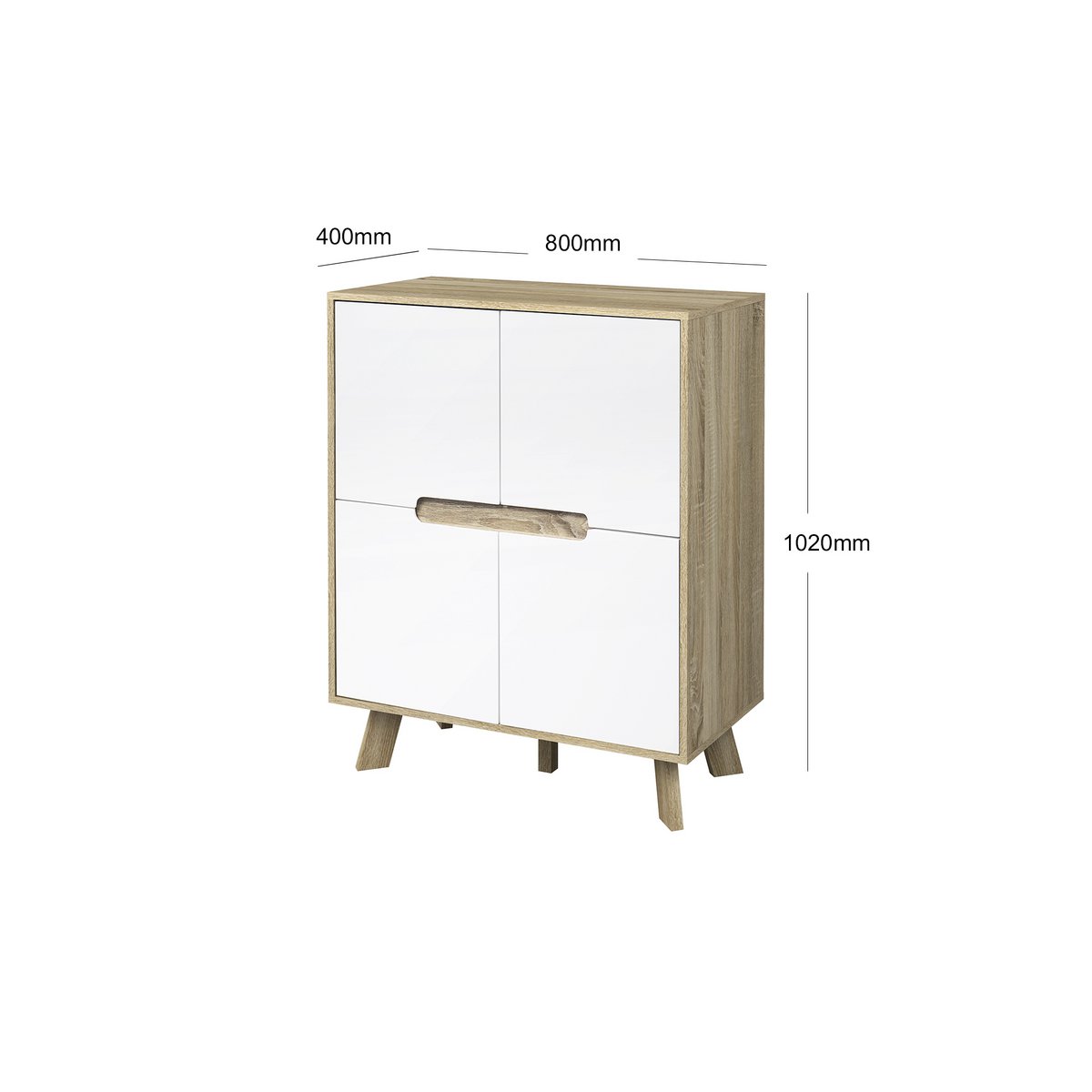 Zoom sur les portes sans poignée de la commode