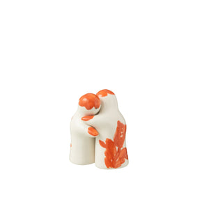 Salière et poivrière Stellings Grenade J-Line en céramique blanche et orange, vue de face