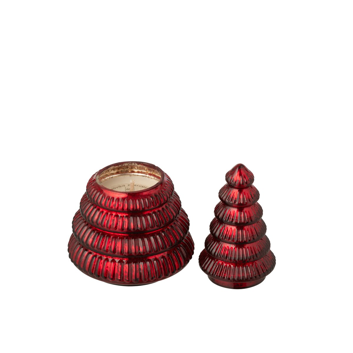 Bougie parfumée J-Line Tree Ribbed, mise en scène dans un salon élégant