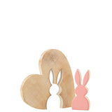 Détail de la figurine J-Line Coeur Lapin en bois - ambiance printanière