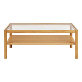 Lourmarin Table basse, chêne/placage chêne/verre trempé, naturel, 110x60x45 cm