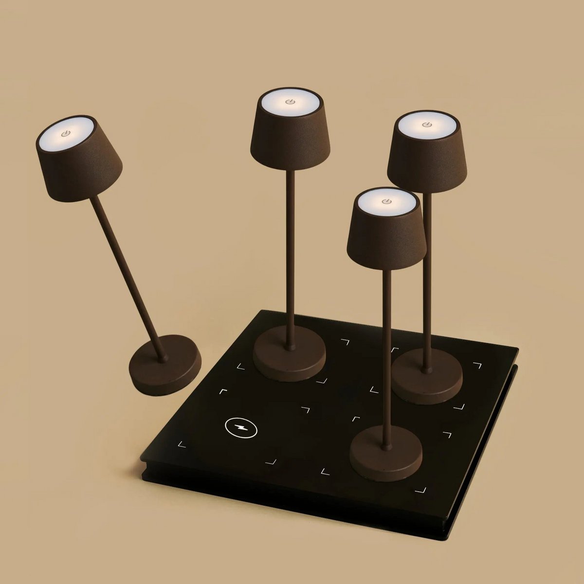 Ensemble combiné Vondel Mini Moka avec 4 lampes élégantes et station de recharge
