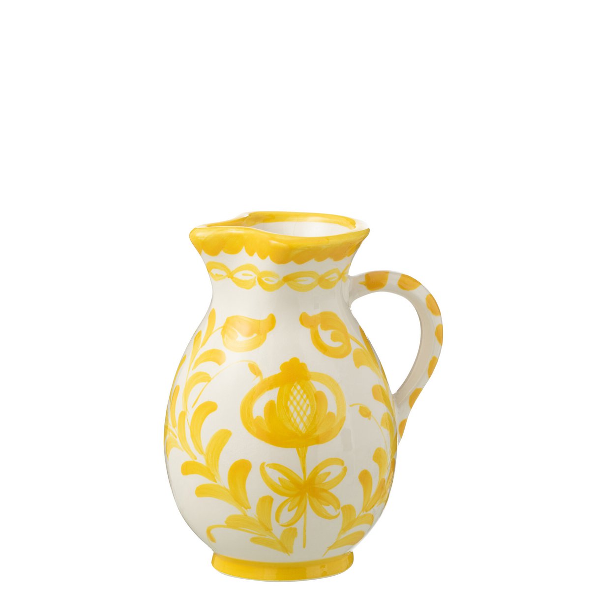Jug Grenade J-Line en céramique blanche et jaune, design élégant