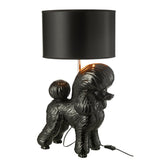 Lampe Chien Caniche en résine noire, vue avant