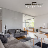 La lampe à pensionnaire LED "Belleza", lampe à pendule en métal moderne en noir et blanc, avec des LED fermement construites, environ 100 cm de long, l'éclairage idéal pour le salon, la salle à manger ou la cuisine.
