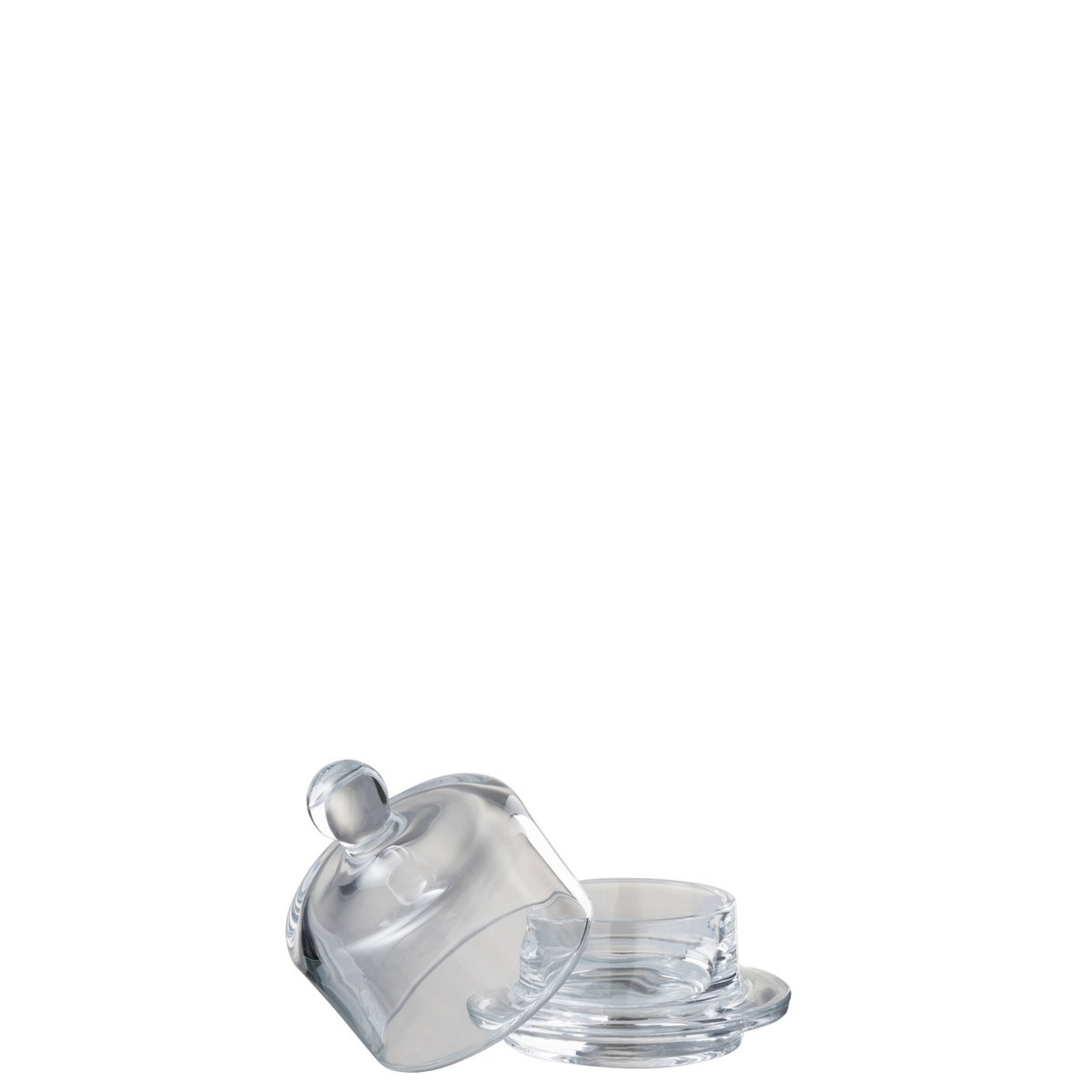 Beurrier rond en verre transparent J-Line sur fond blanc