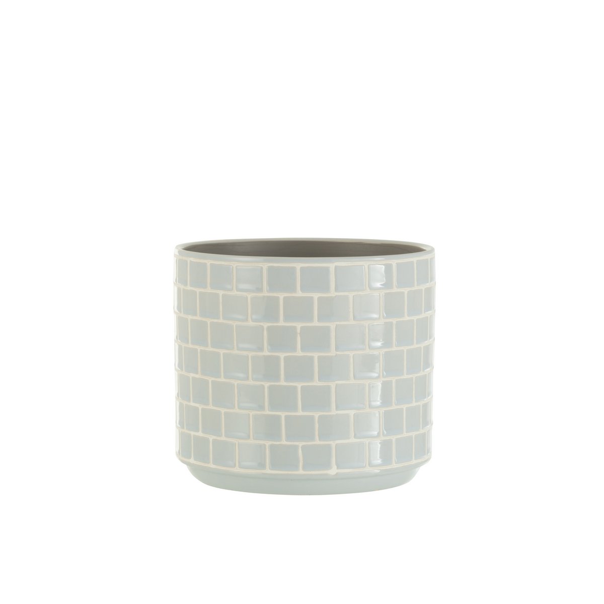 Pot de fleur J-Line en céramique bleu brillant, vue d'ensemble